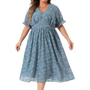 Agnes Orinda Floral Ruffle Cut Lace Empire Waist Dress Fairy Flowy Lined Size 4X